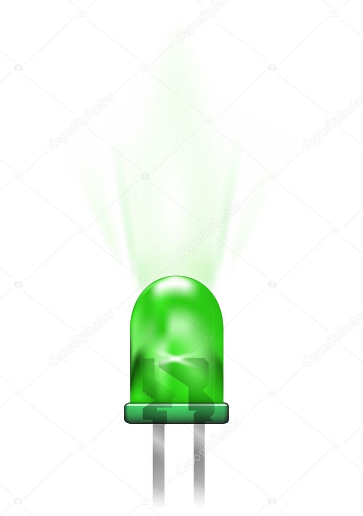 Green led isolated on white. Vector illustration.