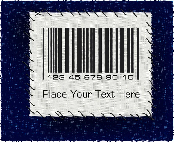Штрих-код на фоне синих джинсов — стоковый вектор