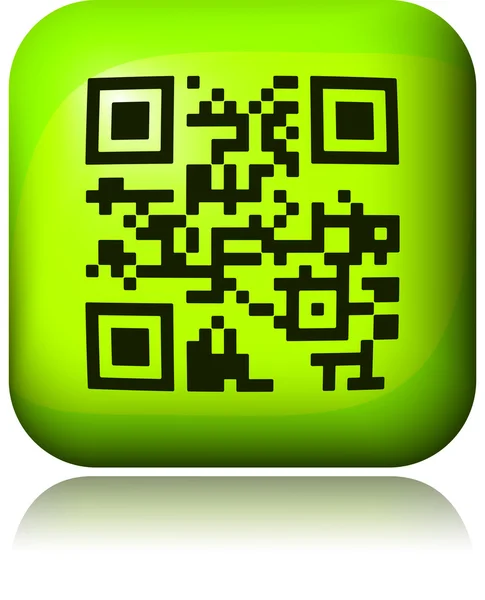 Green button with QR-code. — Stock Vector