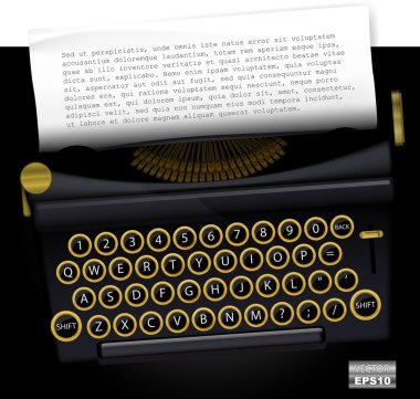 listeden kağıt, metin ile vektör typewritter. eps10.