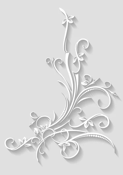 Esquina floral de papel en corte de estilo de papel — Vector de stock