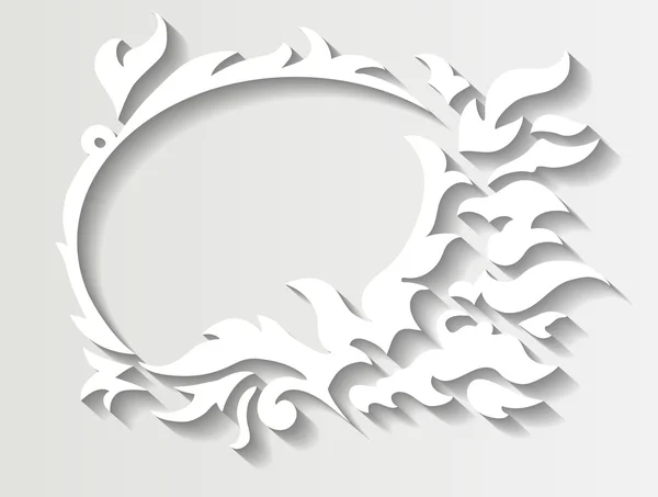 Cadre ovale en papier découpé de style papier — Image vectorielle