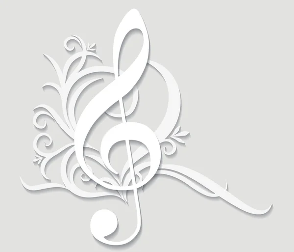 Абстрактный музыкальный фон с тройным ключом в бумажном хлеву — стоковый вектор