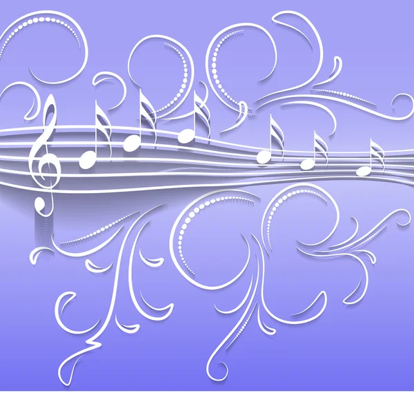 Music note background in cut of paper style. — Stock Vector