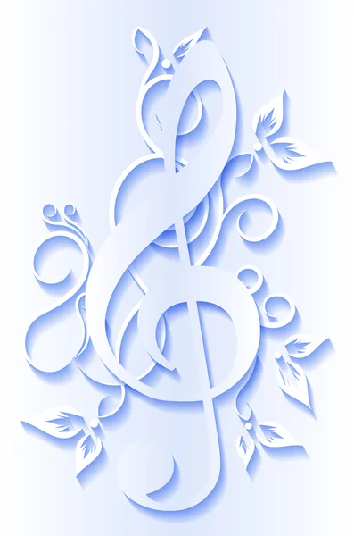 Abstract musical background with treble clef in cut of paper sty — Stock Vector