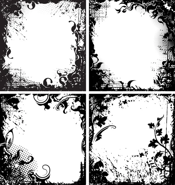 Conjunto de cuatro marcos en estilo grunge — Archivo Imágenes Vectoriales