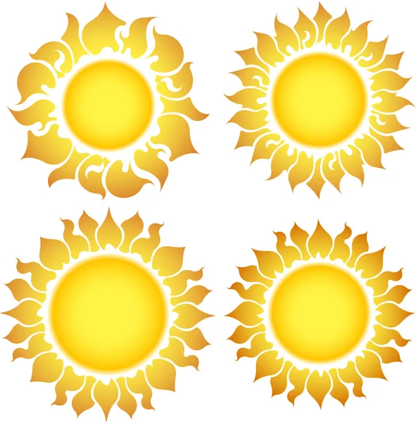 Набір з 4 сонця — стоковий вектор
