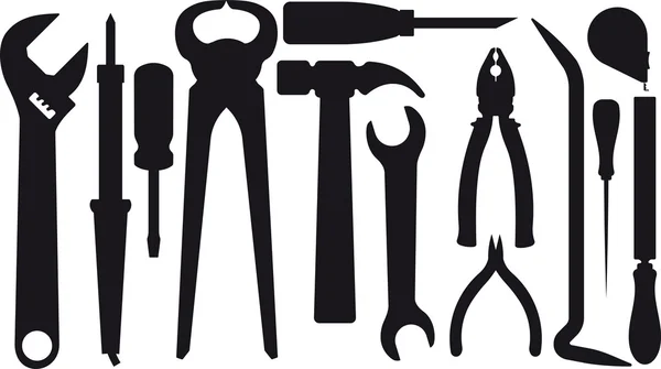 Set of silhouettes of tools — Stock Vector