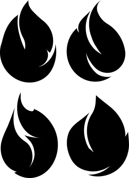 Set of 4 black fires for design or tattoo — Stock Vector