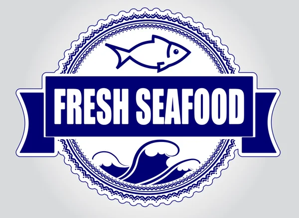 Selo ou rótulo de frutos do mar frescos — Vetor de Stock