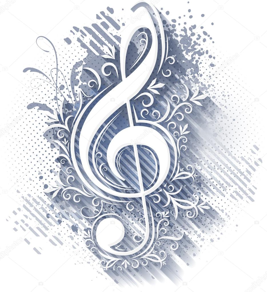 Abstract musical background with treble clef. 