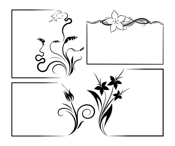 Sada čtyř snímků s květinami — Stockový vektor