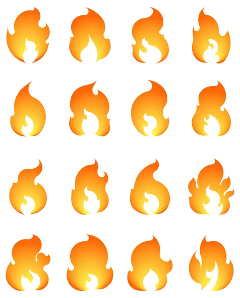 Set of 16  fires — Stock Vector