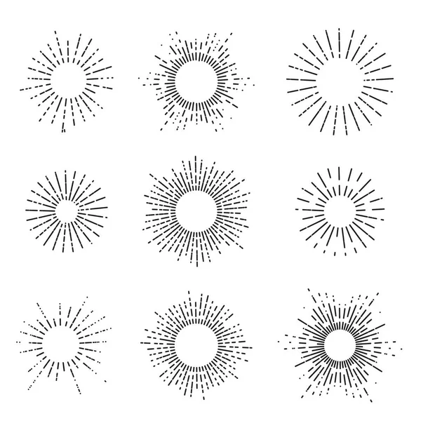 Conjunto Nove Sunburst Vetor Para Seu Logotipo Emblema Outro Design — Vetor de Stock