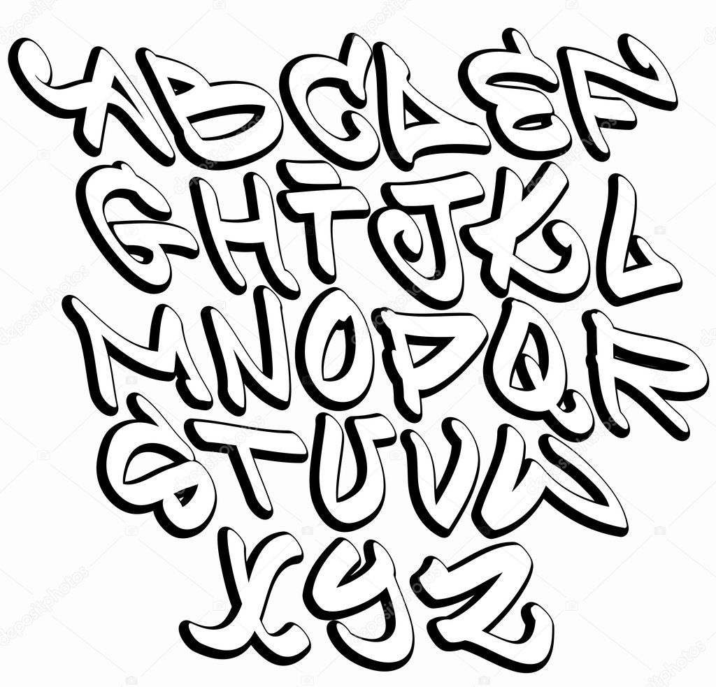 Graffiti font alphabet letters. Hip hop type grafitti design — Stock ...
