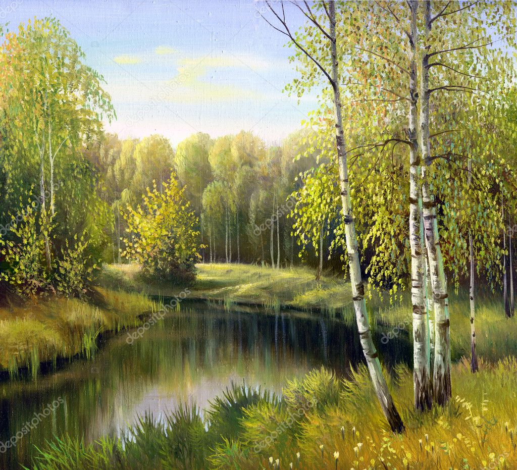 Autumn landscape, canvas, oil