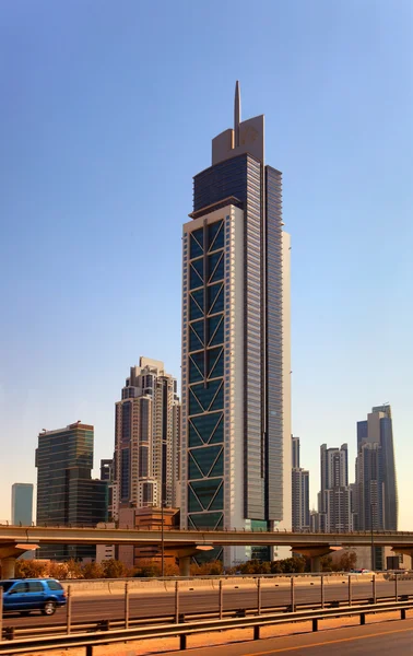 DUBAI, UAE - OCTOBER 23: View at Sheikh Zayed Road skyscrapers — Stock Photo, Image