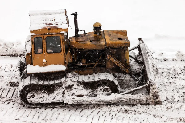 Buldozer na budování staveniště — Stock fotografie