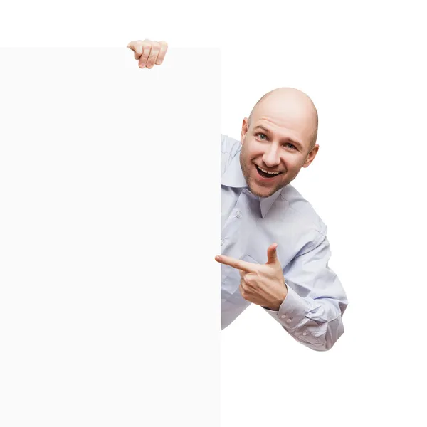 Man holding blank sign or placard — Stock Photo, Image