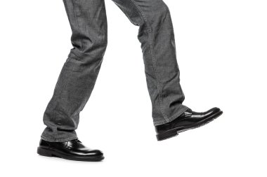 Man in shoes walking step clipart