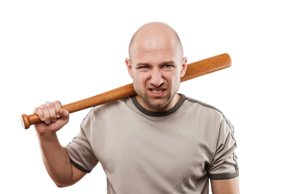 Mão homem irritado segurando bastão esporte de beisebol — Fotografia de Stock