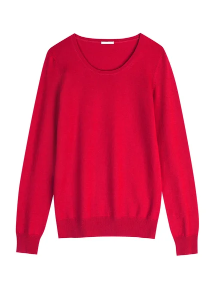 Red cashemire or wool sweater isolated on wmite background — Stock Photo, Image