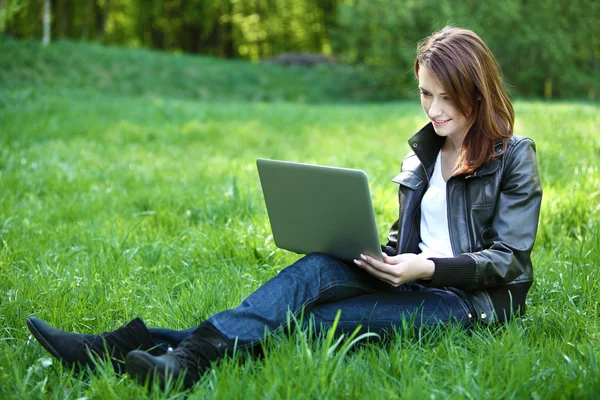 Student with notebook outdoor Royalty Free Stock Images