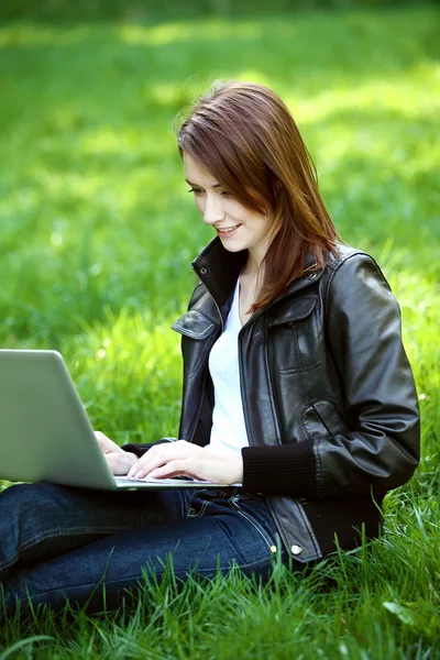 Student with notebook outdoor Stock Picture