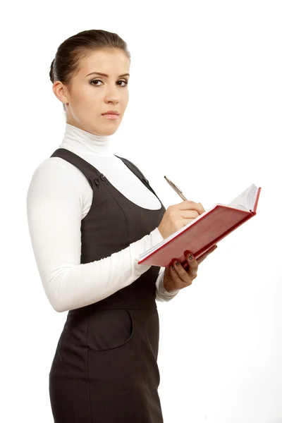 Joven mujer de negocios aislada en blanco — Foto de Stock