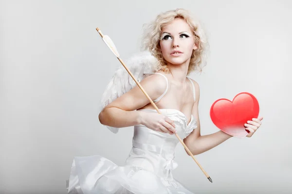 Young blond woman in angel costume — Stock Photo, Image