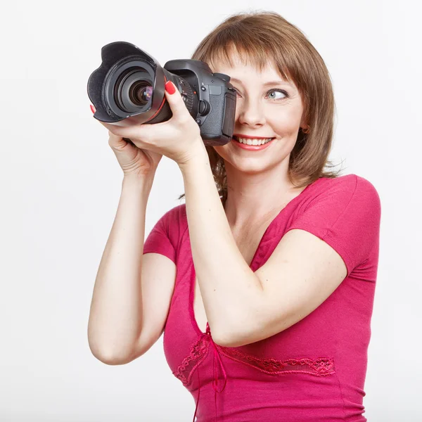 Mujer joven Fotografiando — Foto de Stock