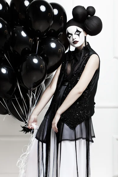 Mime stylized photo of a young beautiful woman — Stock Photo, Image