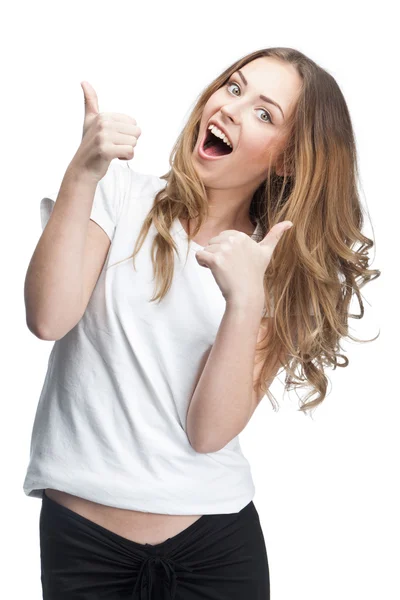 Mujer joven con cabello largo y saludable — Foto de Stock