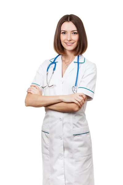 Beautiful brunette woman medical worker — Stock Photo, Image