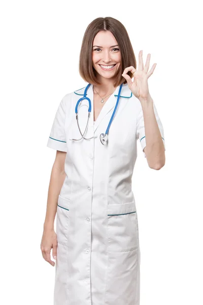 Gyönyörű barna nő orvosi munkavállaló — Stock Fotó