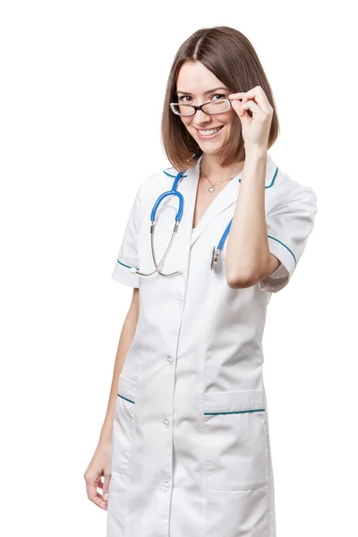 Beautiful brunette woman medical worker — Stock Photo, Image