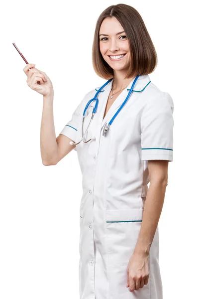Krásná bruneta žena zdravotní pracovník — Stock fotografie