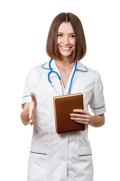 Beautiful brunette woman medical worker — Stock Photo, Image