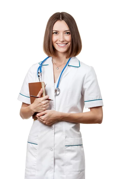 Beautiful brunette woman medical worker — Stock Photo, Image