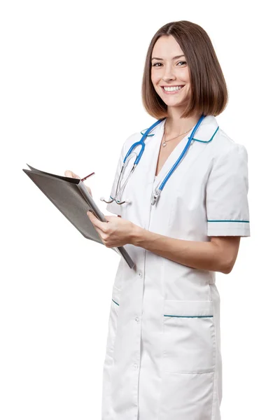 Beautiful brunette woman medical worker — Stock Photo, Image