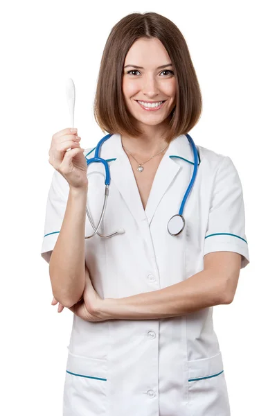 Beautiful brunette woman medical worker — Stock Photo, Image