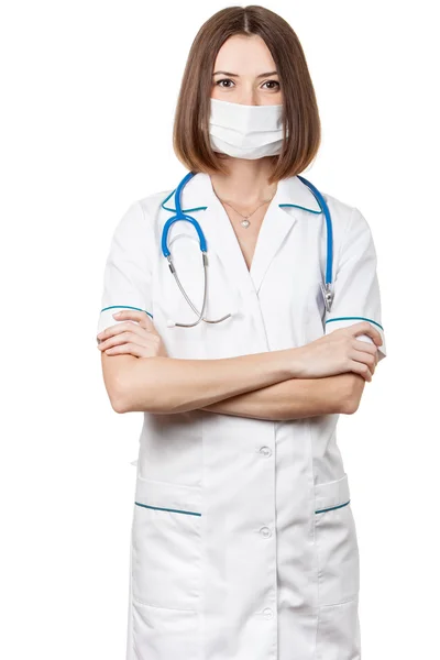 Beautiful brunette woman medical worker — Stock Photo, Image