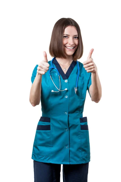 Beautiful brunette woman medical worker — Stock Photo, Image