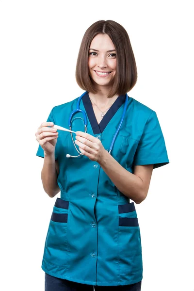 Beautiful brunette woman medical worker — Stock Photo, Image