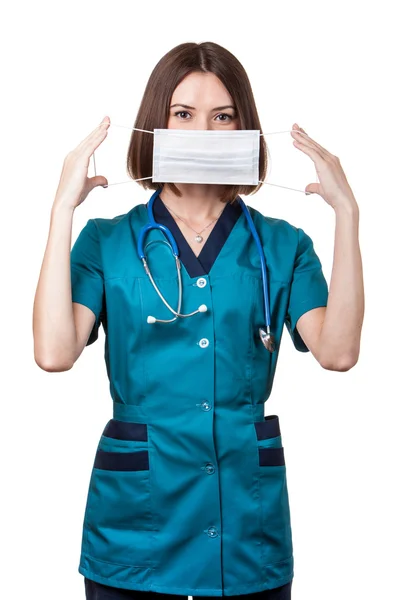 Beautiful brunette woman medical worker — Stock Photo, Image