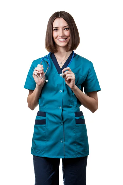 Beautiful brunette woman medical worker Royalty Free Stock Images