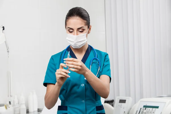 Beautiful brunette woman medical worker — Stock Photo, Image