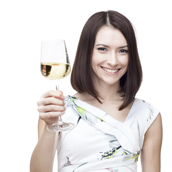 Mulher segurando copo de vinho — Fotografia de Stock