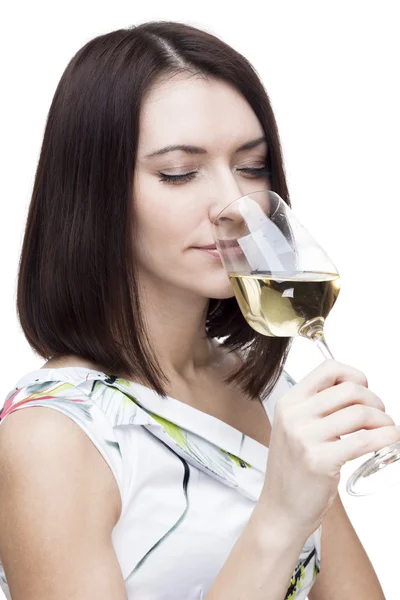Žena držící sklenici vína — Stock fotografie