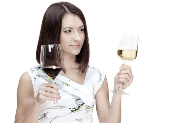 Donna che tiene bicchiere di vino — Foto Stock
